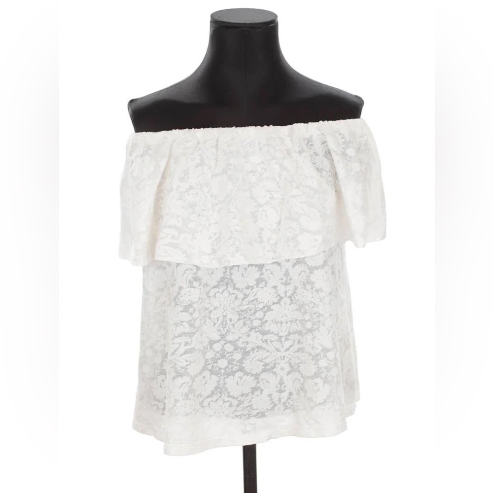 Claudie Pierlot White Ruffle Top Size 38 Label Size 2